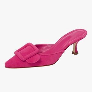 Hot Pink Kitten Heeled Mules